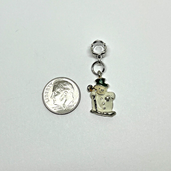 Vintage Frosty Snowman Christmas Charm Pendant Dangle for European Bracelet - Picture 2 of 3